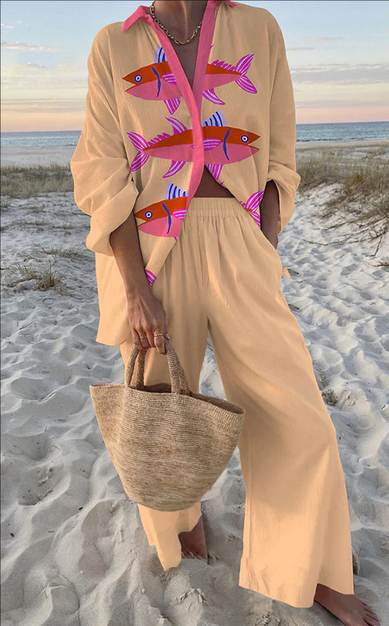 Evalisse™ | Ensemble de linge avec impression de poissons roses