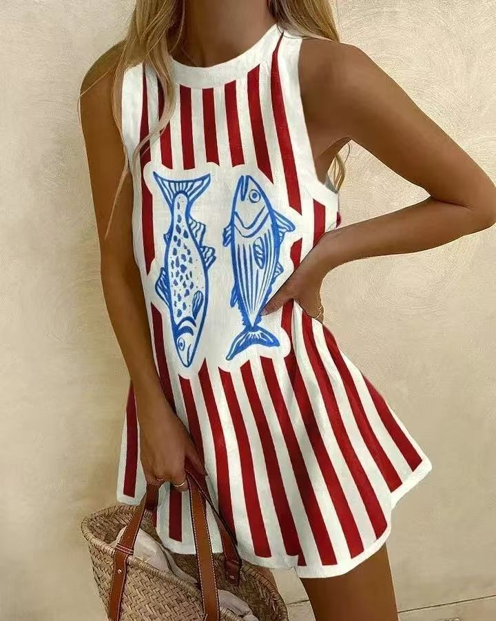 Delara™ | Robe mini avec imprimé de poisson