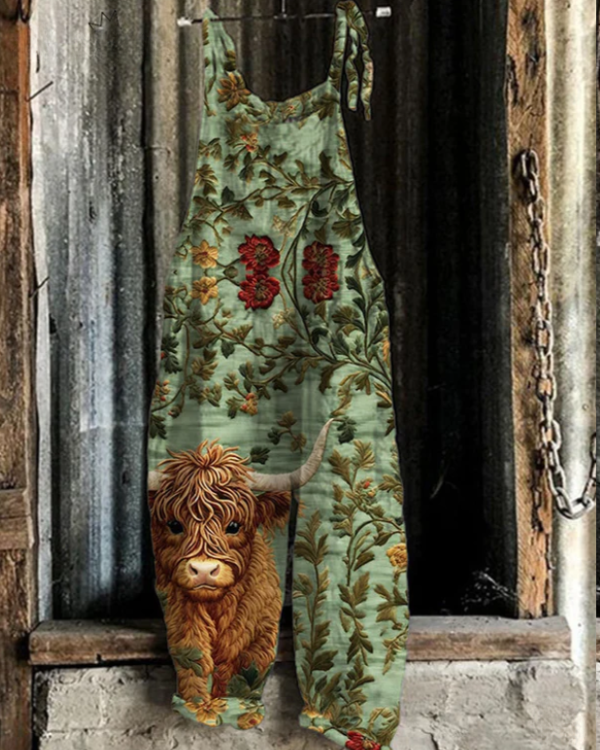 Juliette - Salopette Vintage avec Broderie de Fleurs