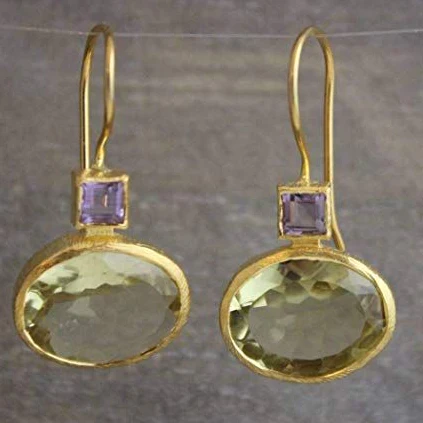 Boucles d'oreilles vintage en cristal vert doré