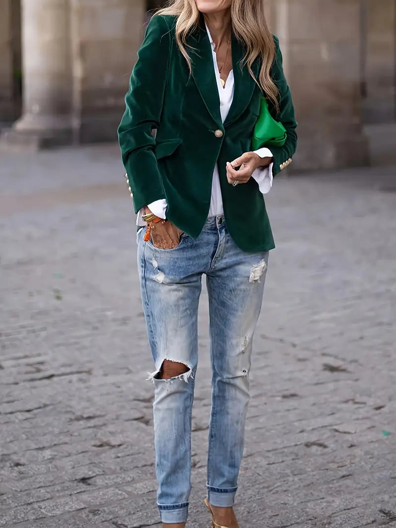 Savannah™ - Blazer en Velours Élégant