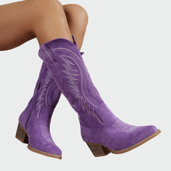 Bottines western brodées à la mode