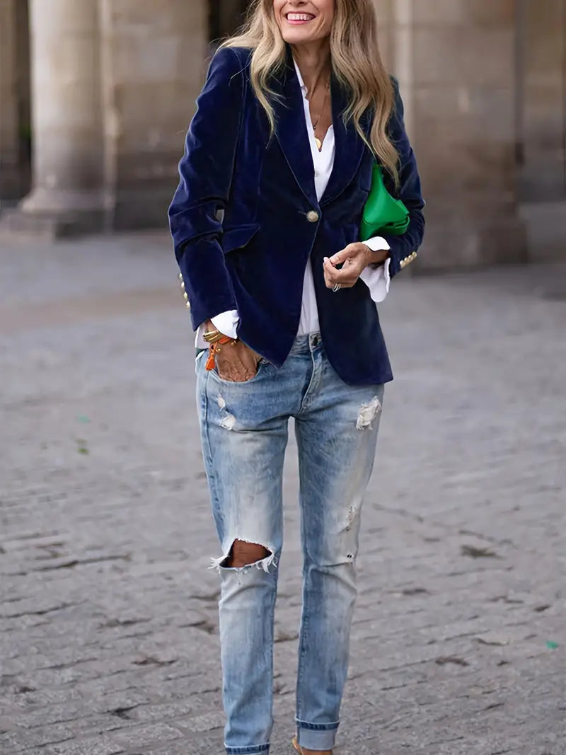 Savannah™ - Blazer en Velours Élégant