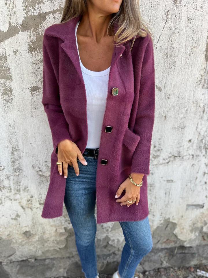 Amélie | Manteau décontracté en laine à simple boutonnage