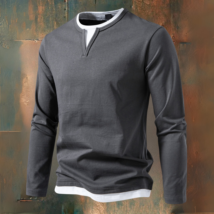 François - T-shirt manches longues à col en V, style moderne