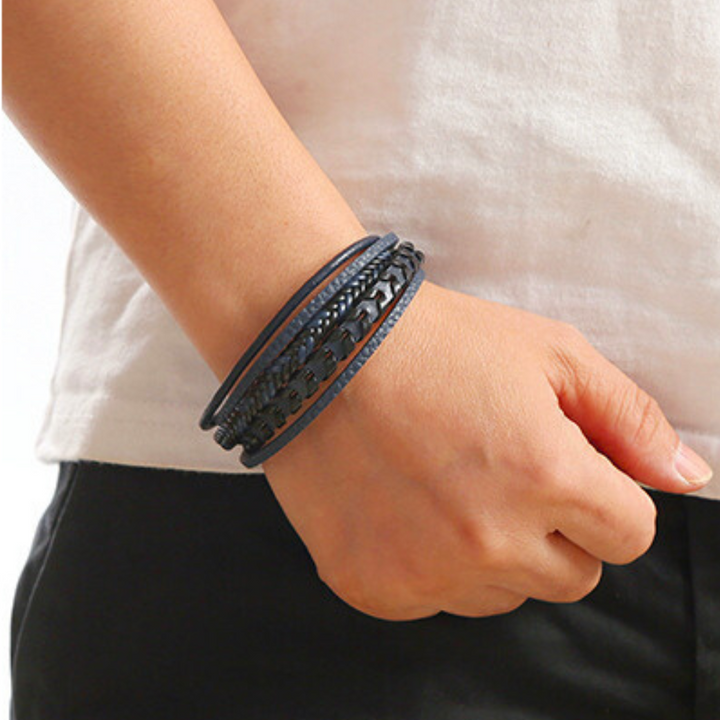 Ragnar Band - Bracelet Viking en Cuir Tressé