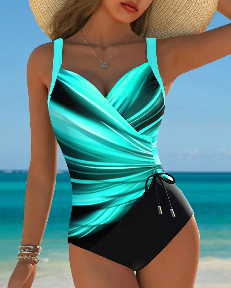 Maillot de Bain Complet avec Corde de Couleur Contrastée