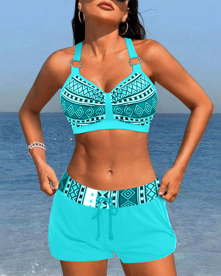Aria™ | Maillot de Bain Taille Haute avec Design Géométrique