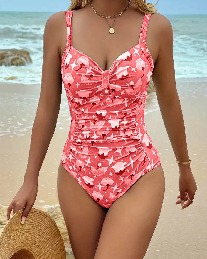 Maillot de Bain Entier avec Bretelles Imprimées