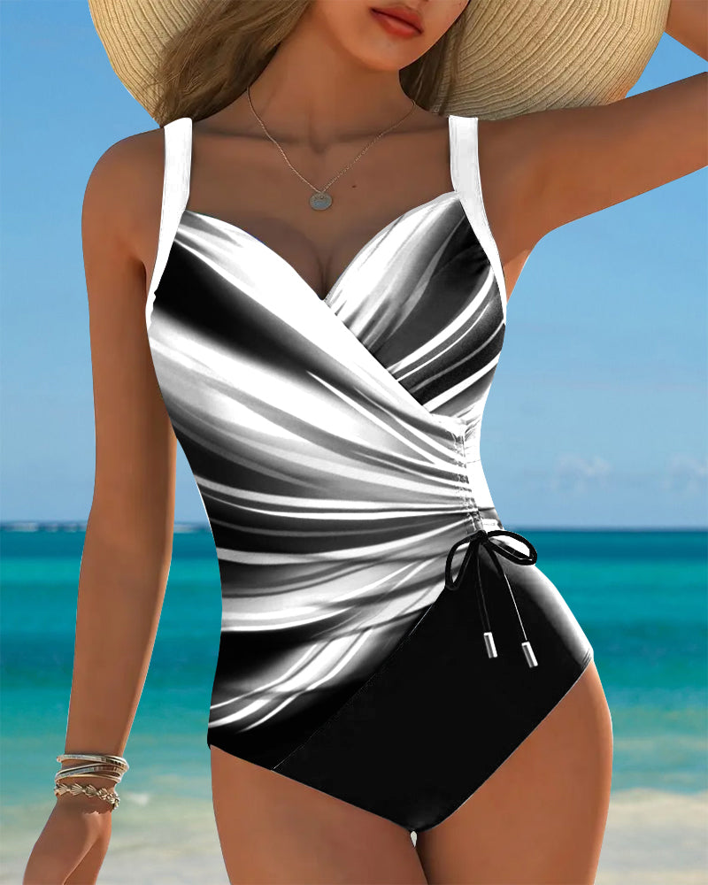 Maillot de Bain Complet avec Corde de Couleur Contrastée