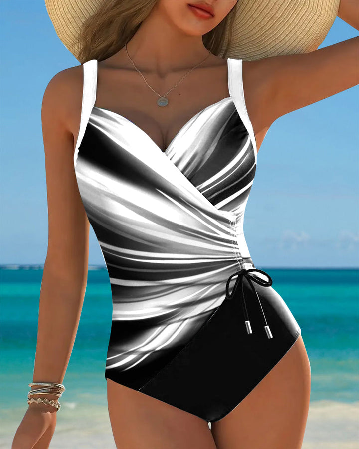 Maillot de Bain Complet avec Corde de Couleur Contrastée