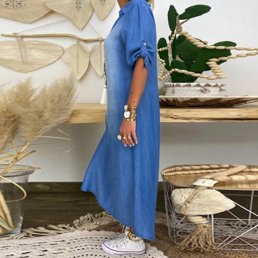 Lea | Robe longue en denim