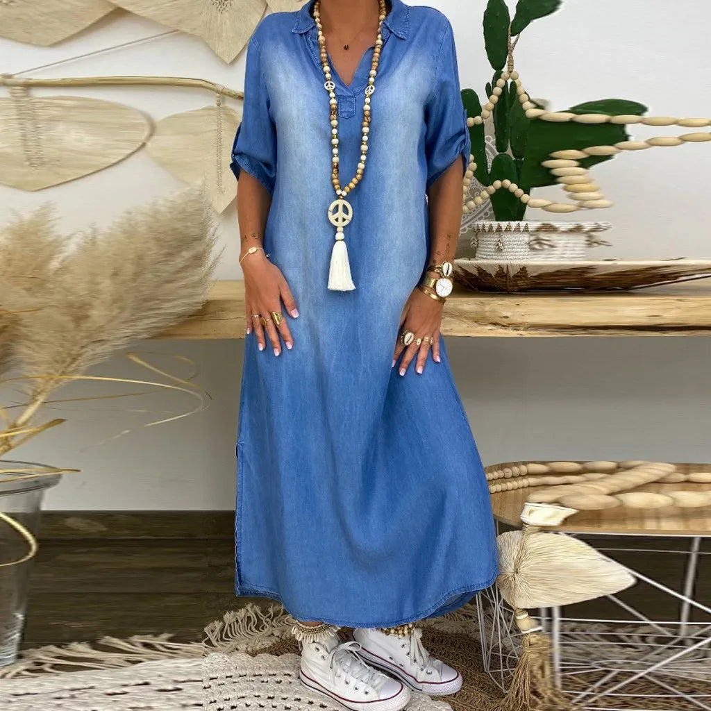 Lea | Robe longue en denim