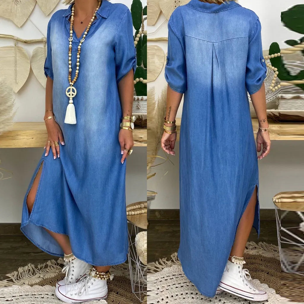Lea | Robe longue en denim