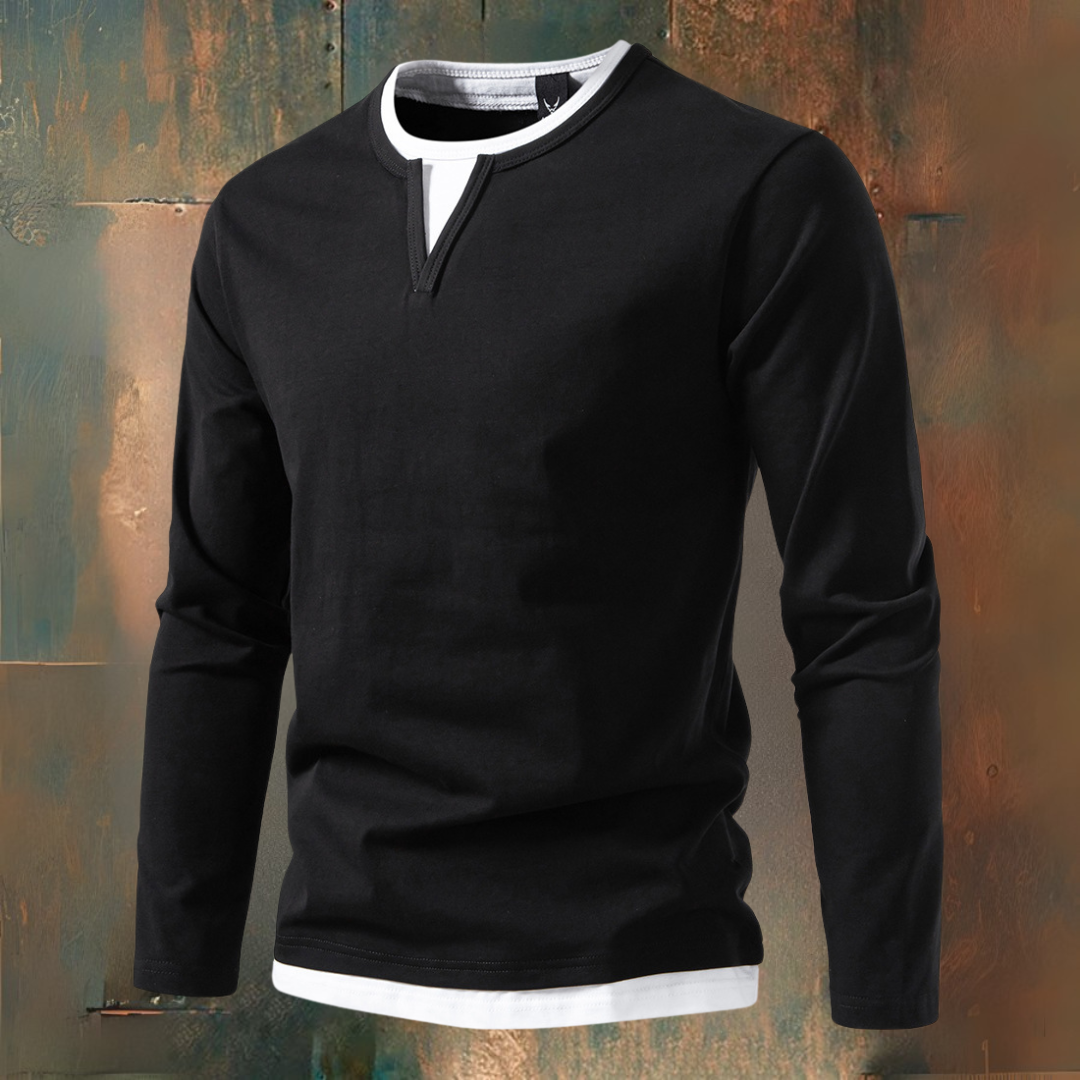 François - T-shirt manches longues à col en V, style moderne
