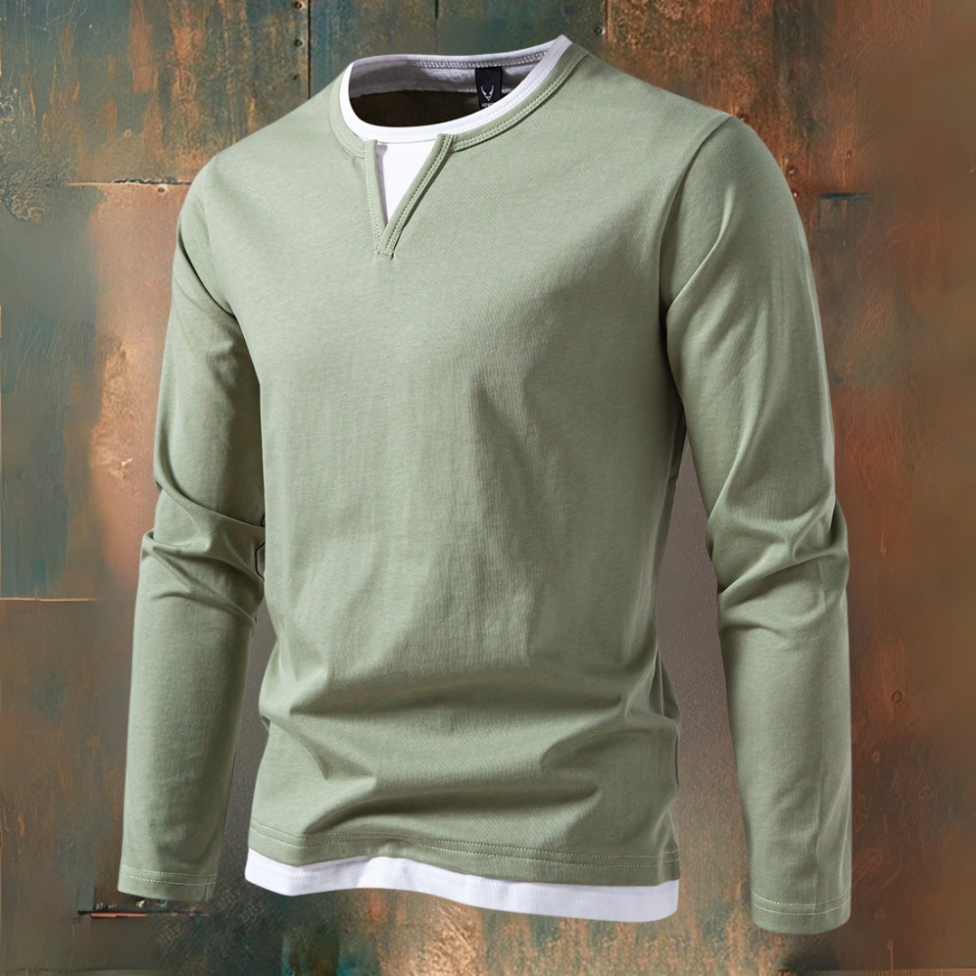 François - T-shirt manches longues à col en V, style moderne