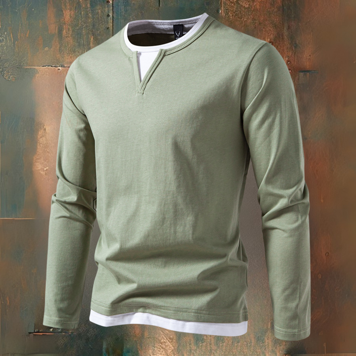 François - T-shirt manches longues à col en V, style moderne