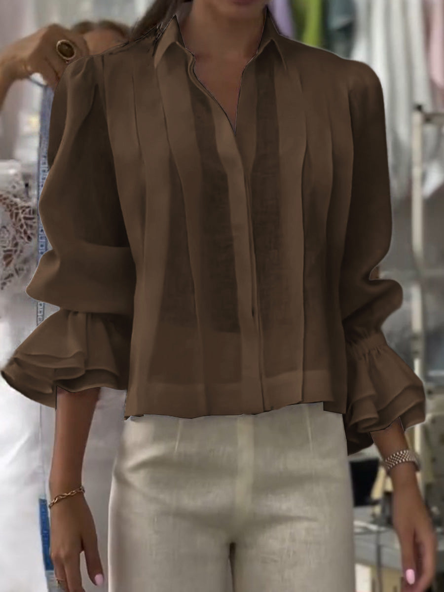 Verena – Blouse à Col Revers Lumière