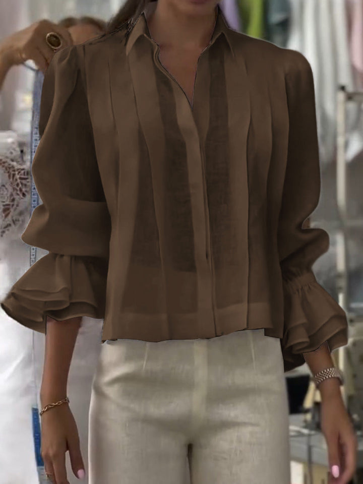 Verena – Blouse à Col Revers Lumière