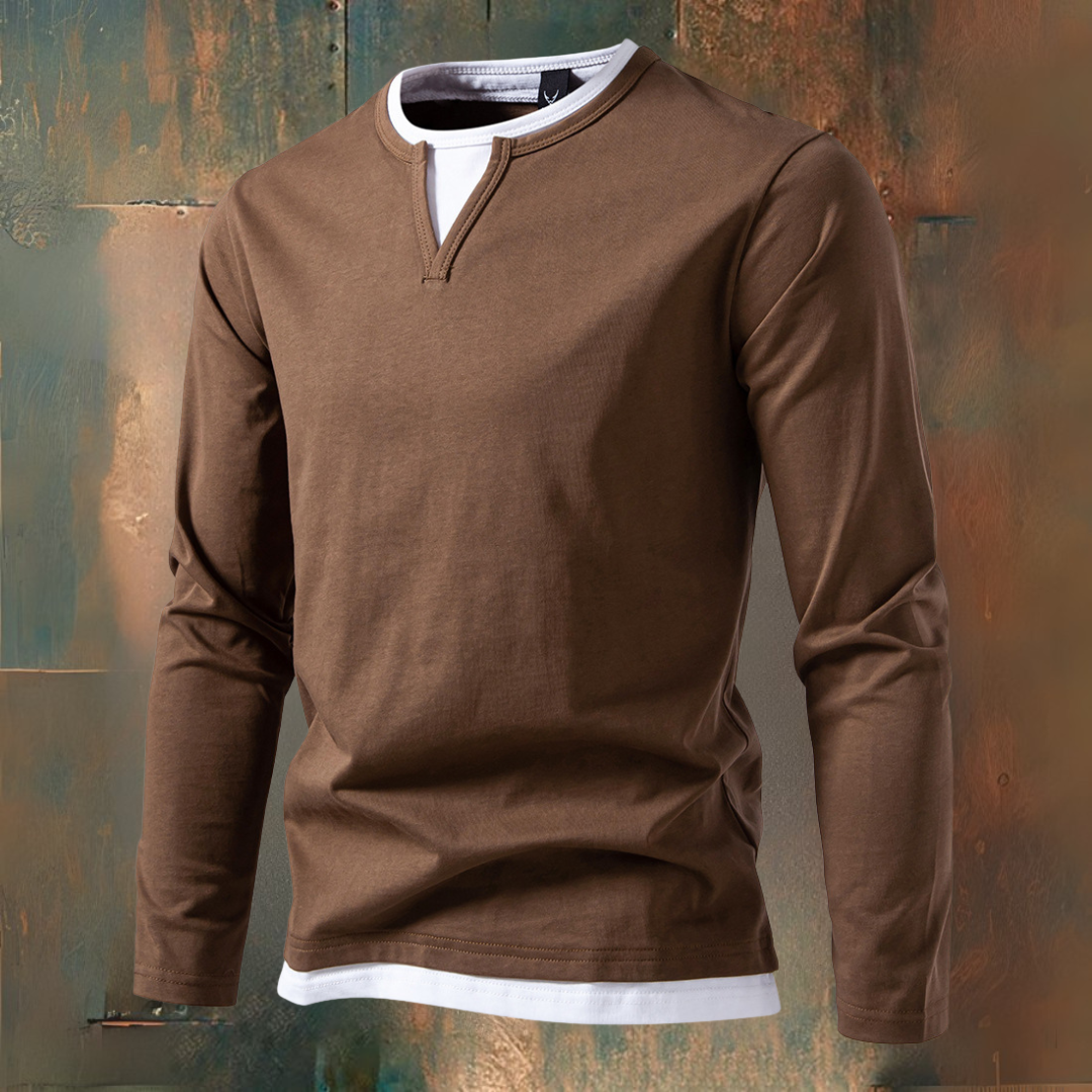 François - T-shirt manches longues à col en V, style moderne