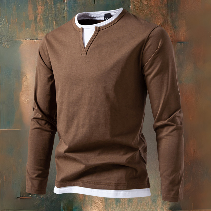 François - T-shirt manches longues à col en V, style moderne