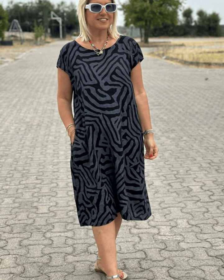 Nelia™ - Robe d'été avec col rond et joli imprimé