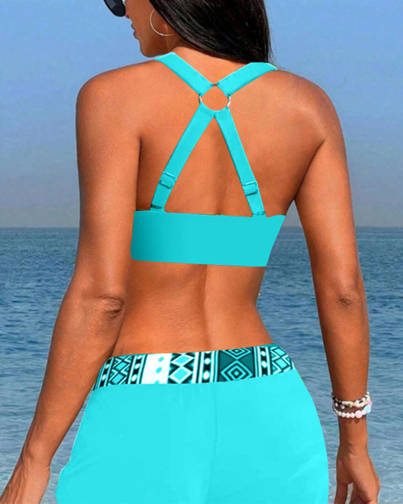 Aria™ | Maillot de Bain Taille Haute avec Design Géométrique