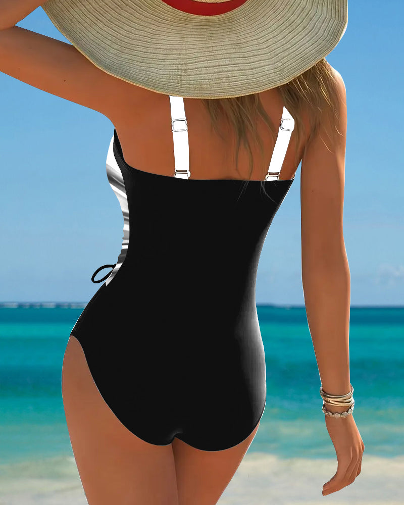 Maillot de Bain Complet avec Corde de Couleur Contrastée