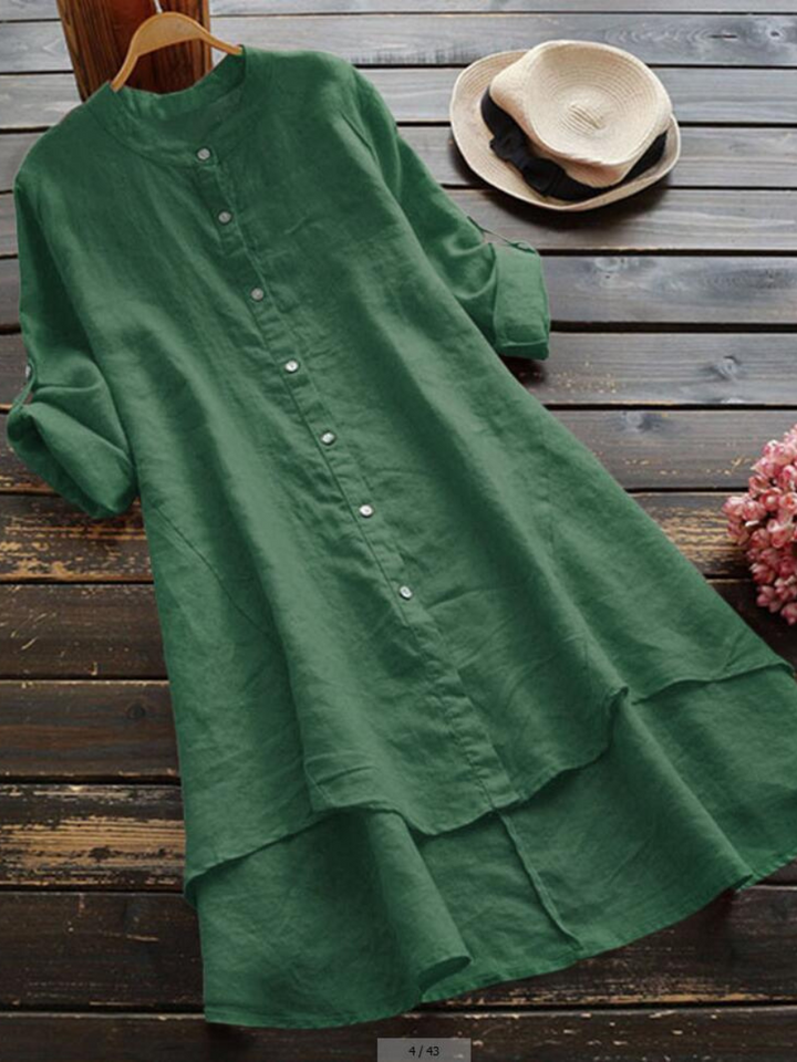 Chantal™ – Robe Chemise Décontractée en Lin pour Femmes