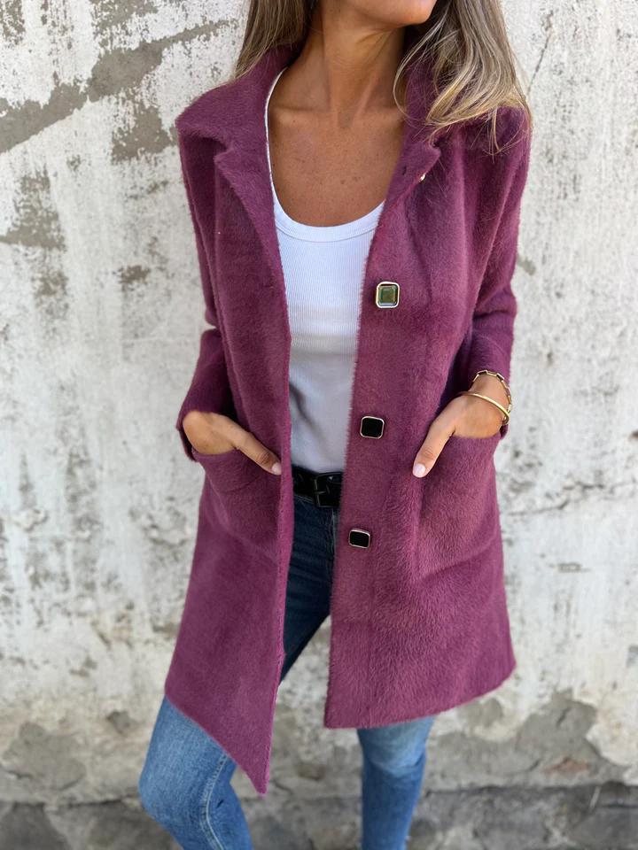 Amélie | Manteau décontracté en laine à simple boutonnage