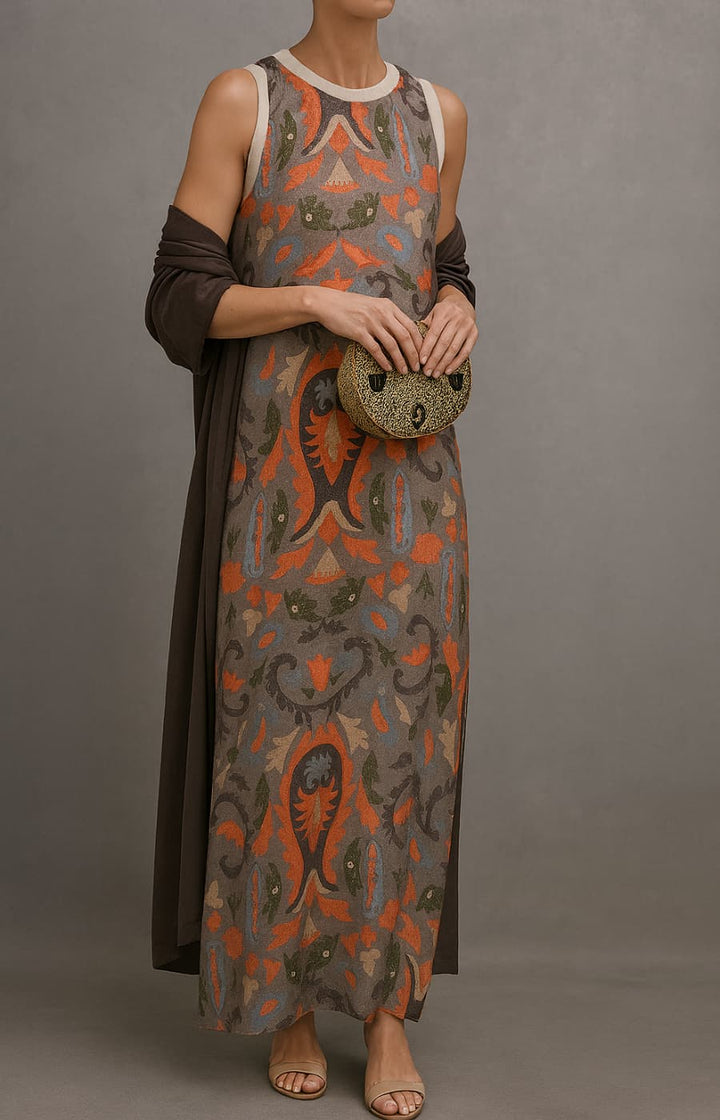Mikaella — Robe Longue Élégante avec Étole Assortie