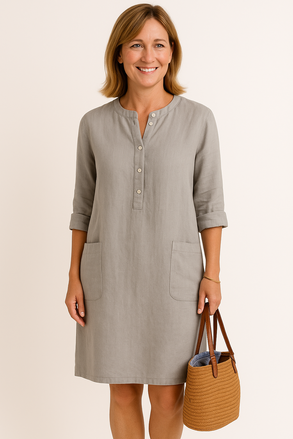 Luna | Robe en lin à manches longues