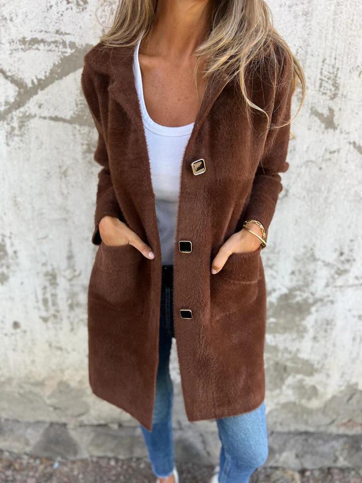 Amélie | Manteau décontracté en laine à simple boutonnage
