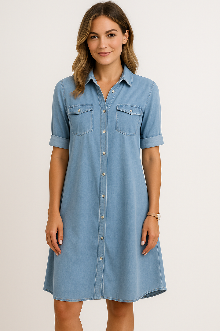 Luna | Robe chemise en denim décontractée