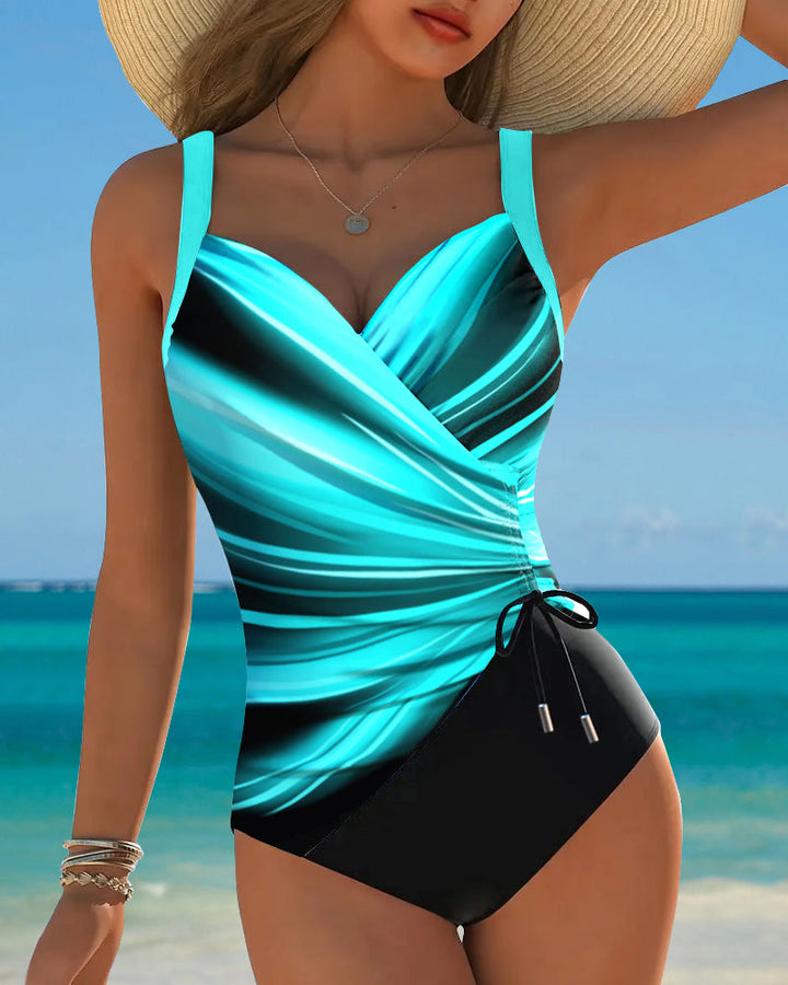 Maillot de Bain Complet avec Corde de Couleur Contrastée