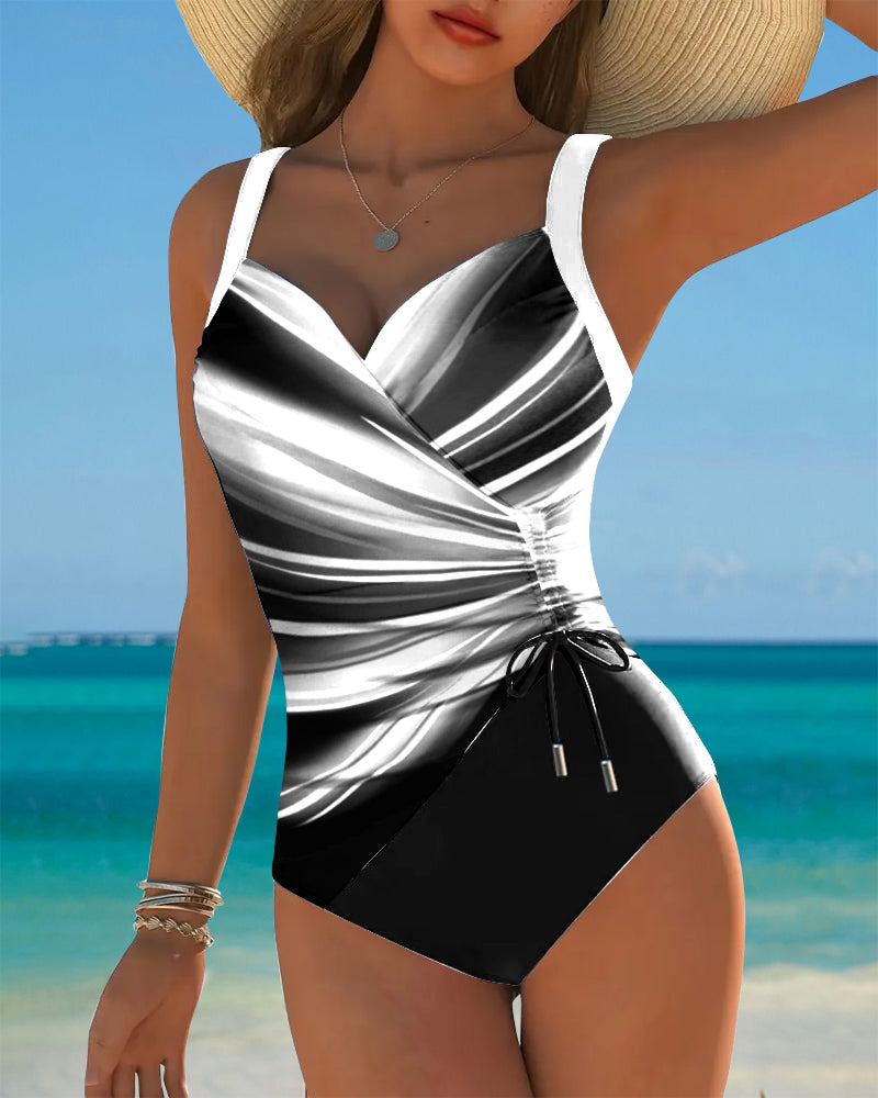 Maillot de Bain Complet avec Corde de Couleur Contrastée