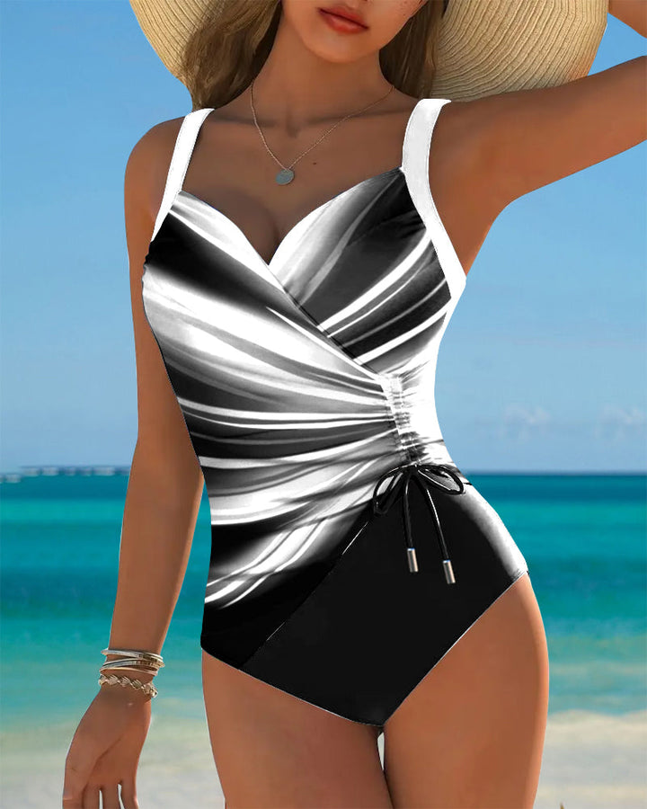 Maillot de Bain Complet avec Corde de Couleur Contrastée