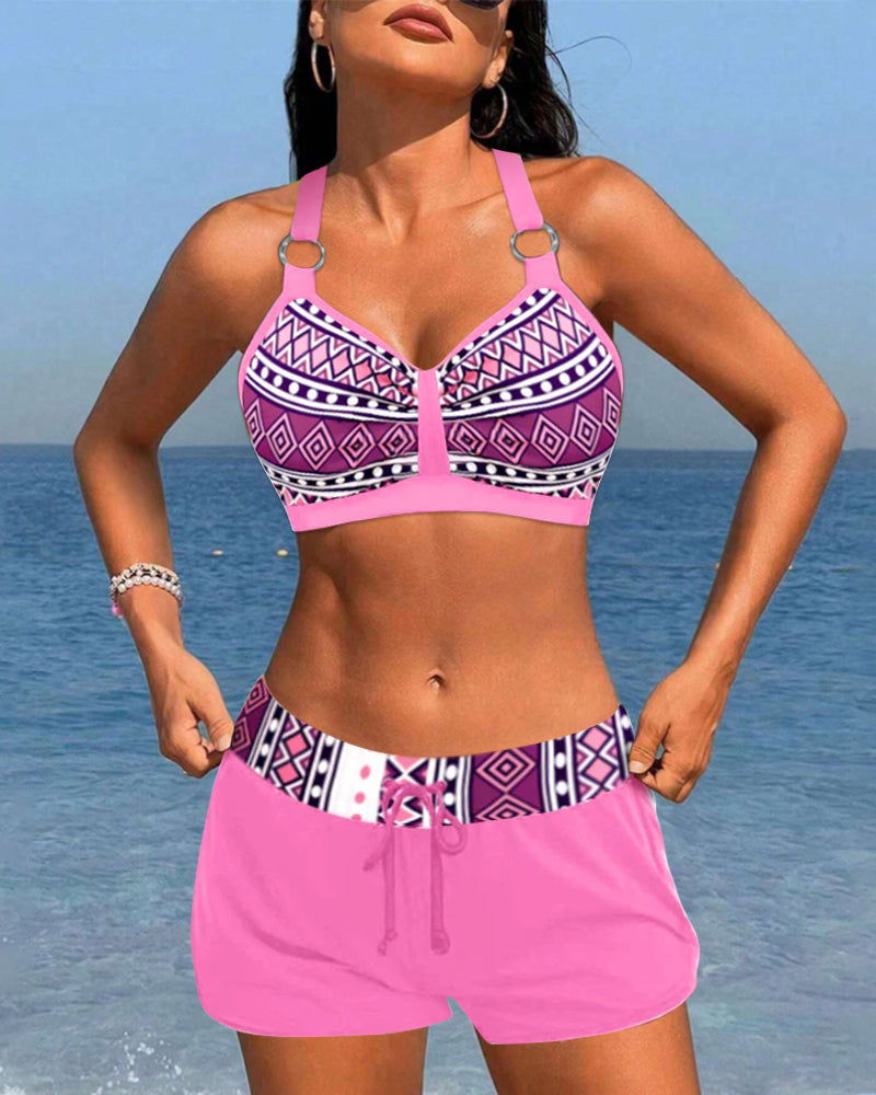 Aria™ | Maillot de Bain Taille Haute avec Design Géométrique