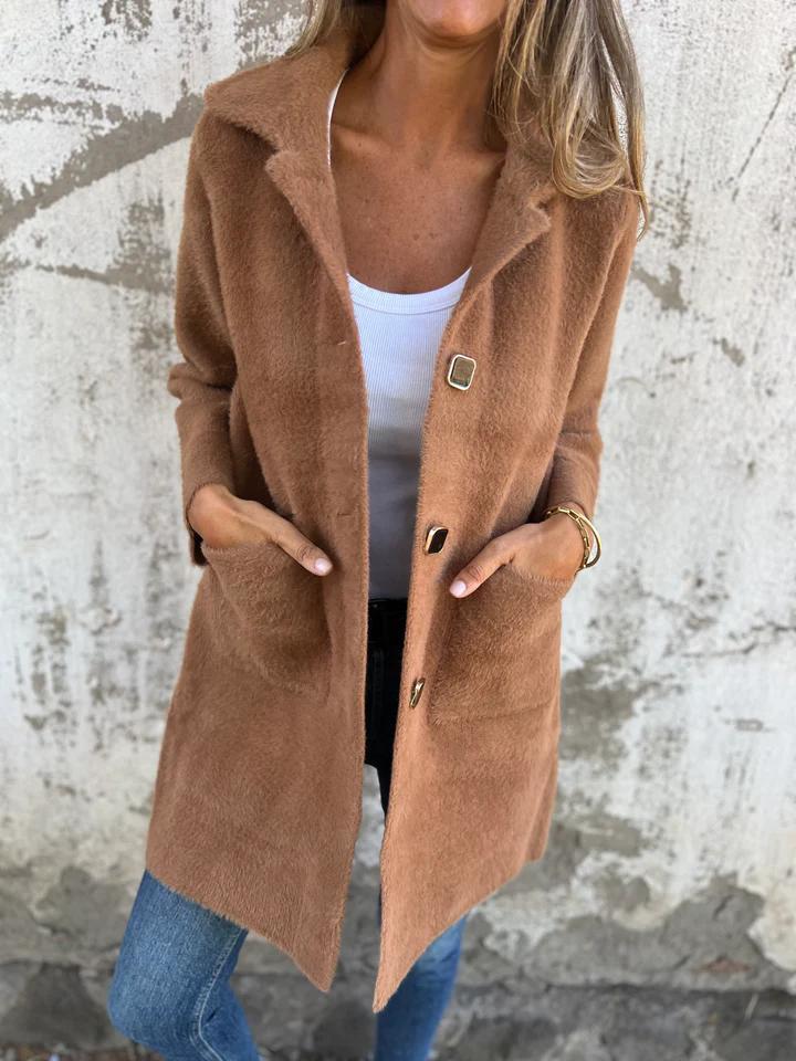 Amélie | Manteau décontracté en laine à simple boutonnage