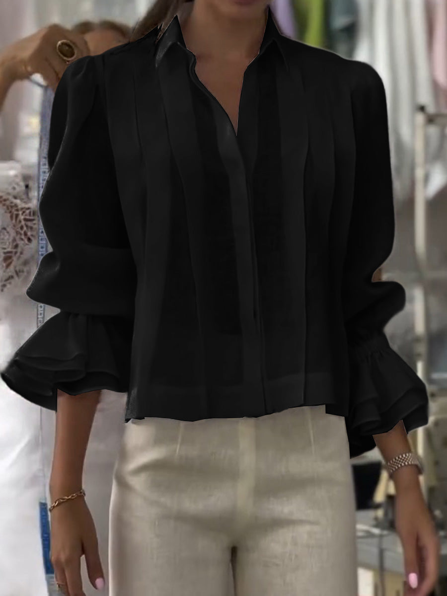 Verena – Blouse à Col Revers Lumière