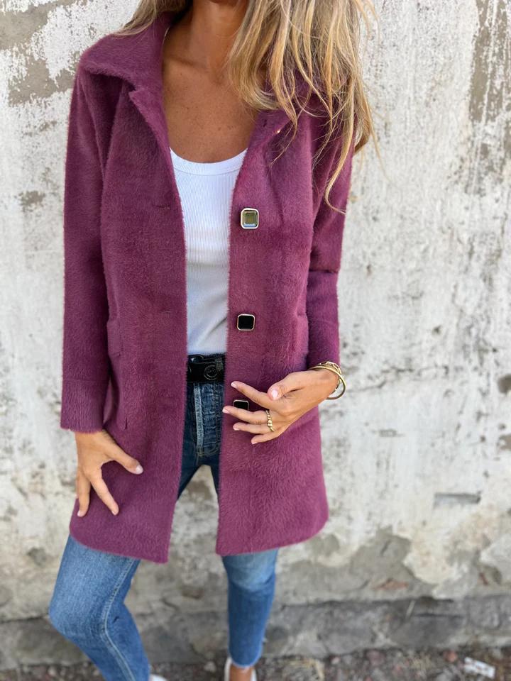 Amélie | Manteau décontracté en laine à simple boutonnage