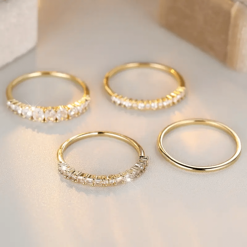 Bagues Empilables en Zirconium Doré 14k