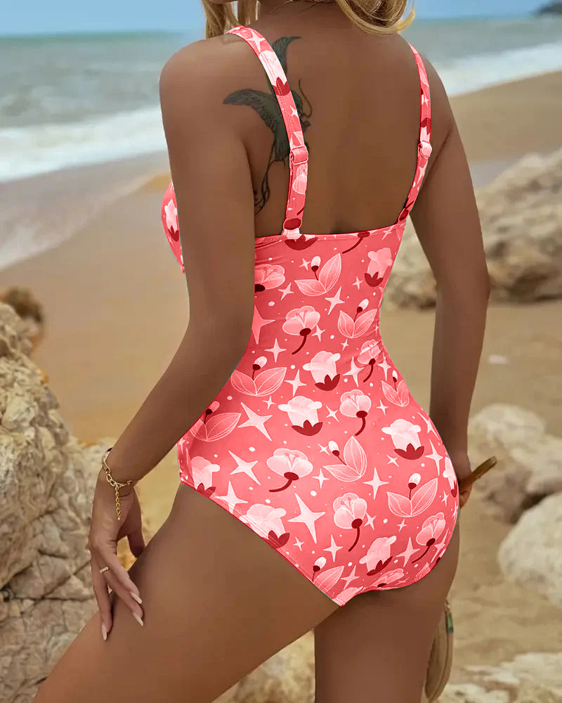 Maillot de Bain Entier avec Bretelles Imprimées