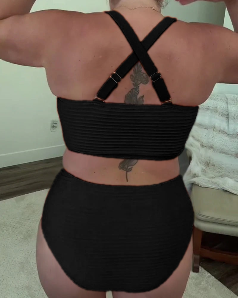 Bikini décontracté uni à triangle