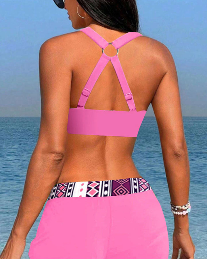 Aria™ | Maillot de Bain Taille Haute avec Design Géométrique