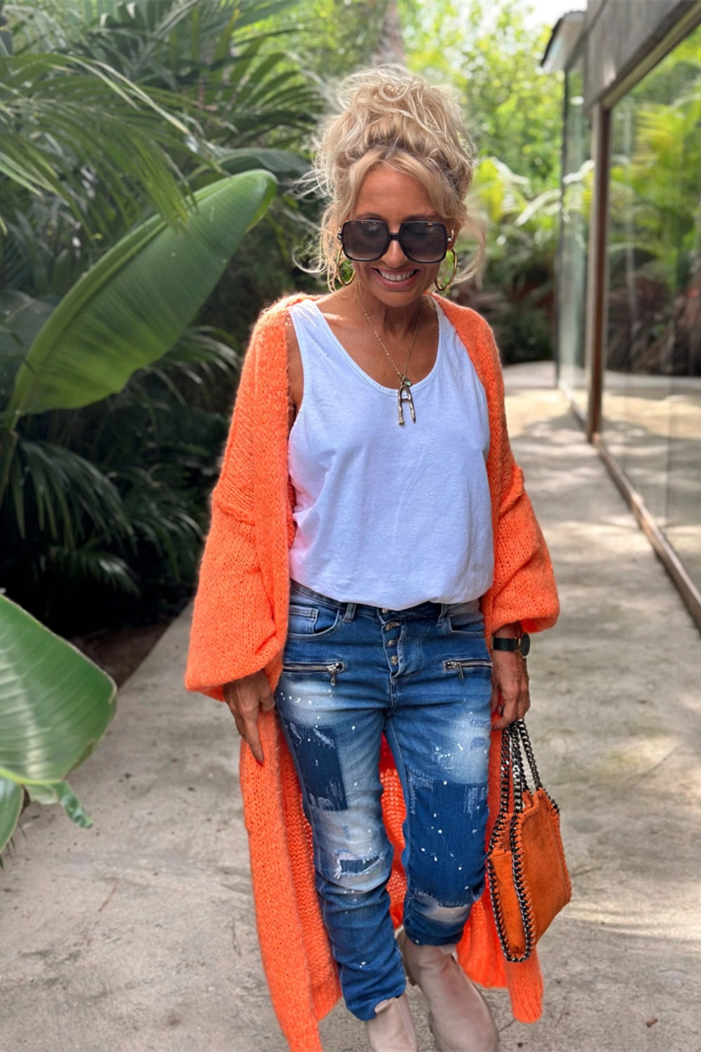 Cardigan long en tricot surdimensionné