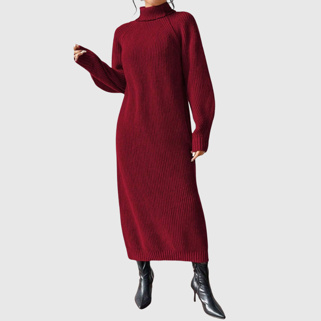 Ewa - Robe Midi Chaleureuse avec Col Roulé