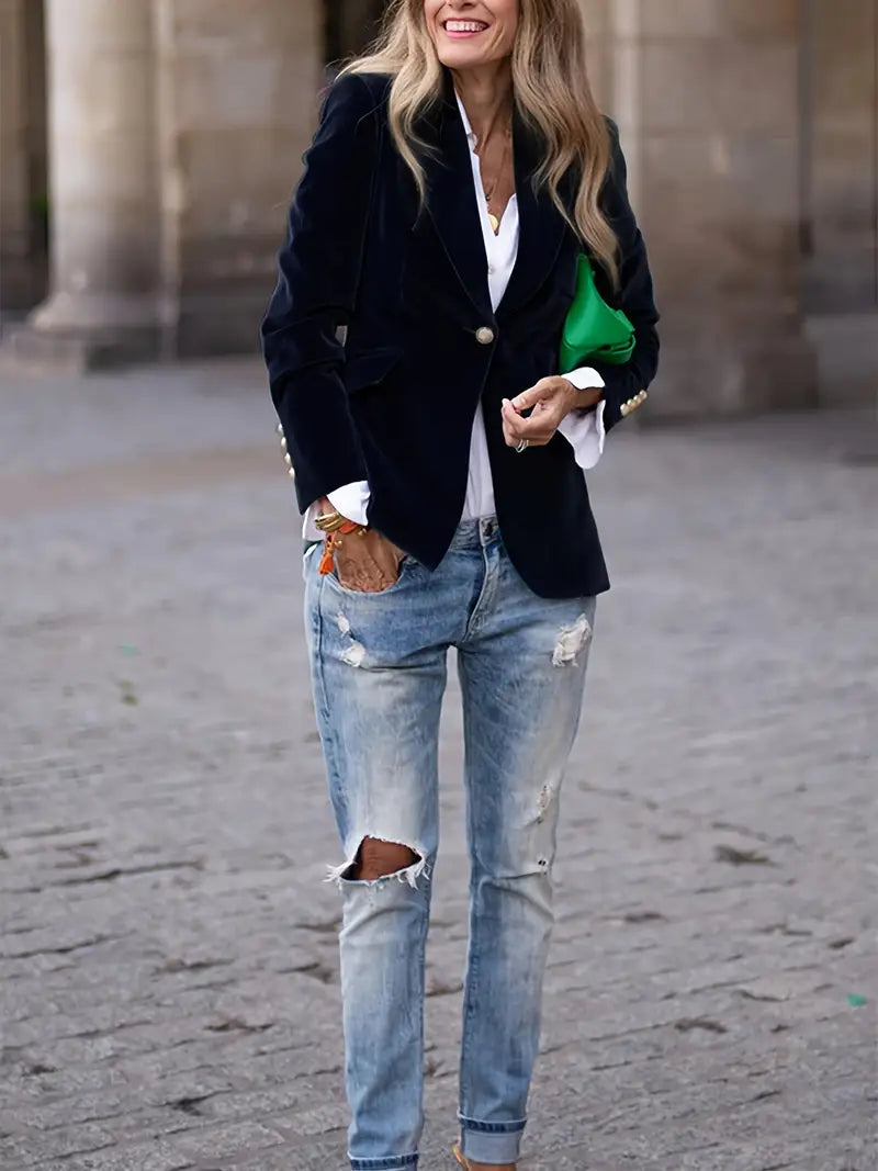 Savannah™ - Blazer en Velours Élégant