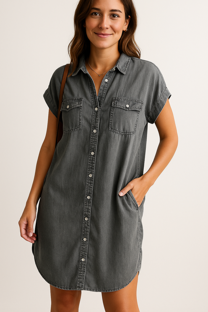 Luna | Robe chemise en denim moderne