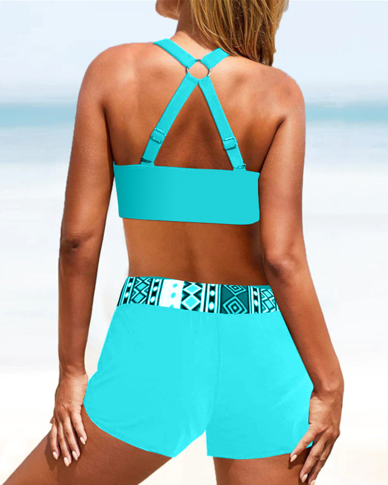 Aria™ | Maillot de Bain Taille Haute avec Design Géométrique